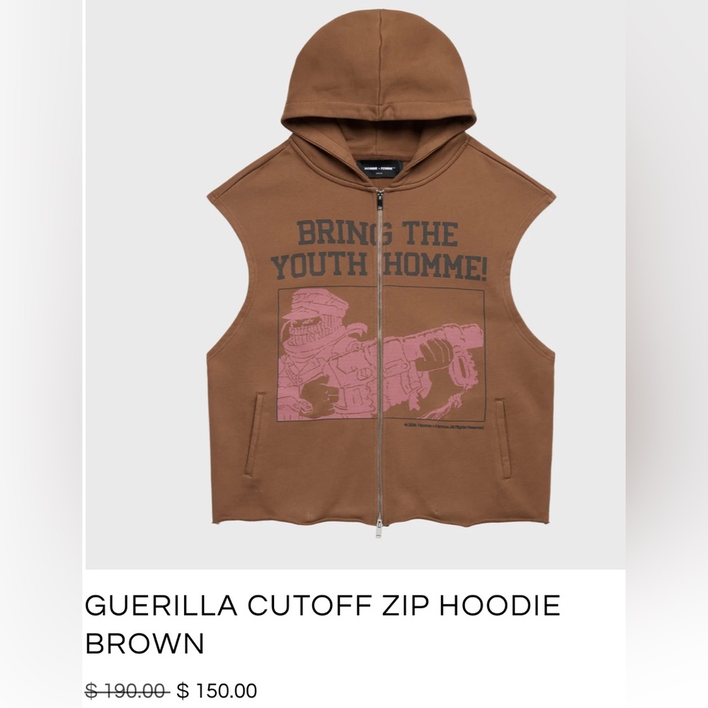 NWT: HommeFemme Guerilla Cutoff Zip Hoodie